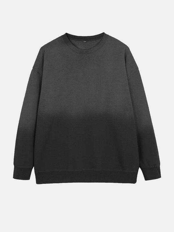 Men's Washed Gradient Long Sleeved Round Neck Sweatshirt