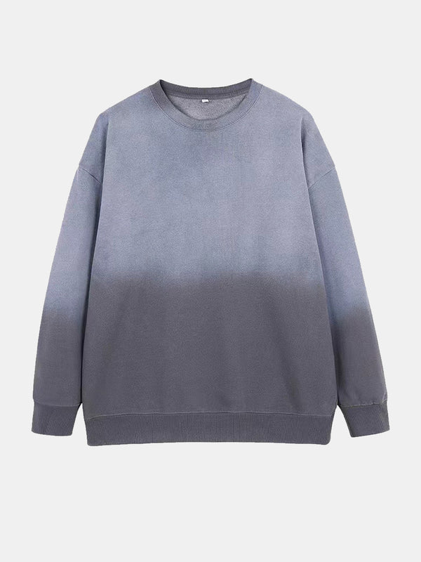 Men's Washed Gradient Long Sleeved Round Neck Sweatshirt