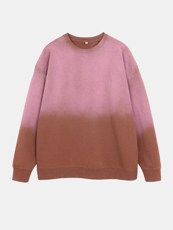 Men's Washed Gradient Long Sleeved Round Neck Sweatshirt