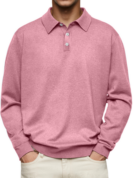 Men's Casual and Comfortable Solid Color Lapel Long Sleeve Sweatshirt