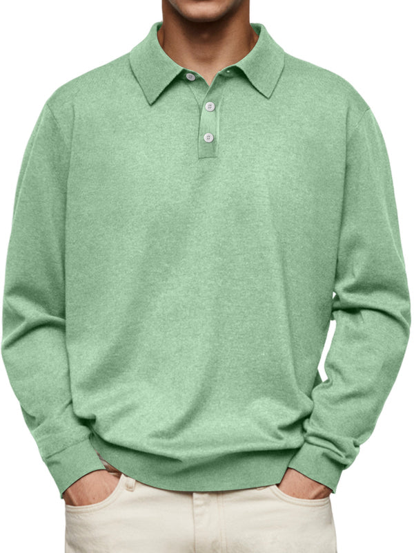 Men's Casual and Comfortable Solid Color Lapel Long Sleeve Sweatshirt