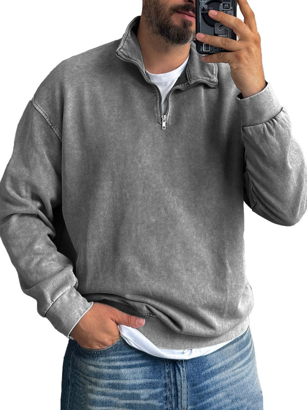 Men's Basic Zip Stand Up Sweatshirt