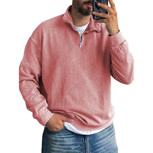 Men's Basic Zip Stand Up Sweatshirt