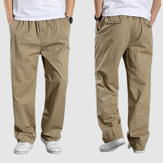 Men's Cargo Elastic Waist Straight Leg Plain Outdoor Pants