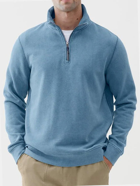 Men's Vintage Solid Color Zip Sweatshirt