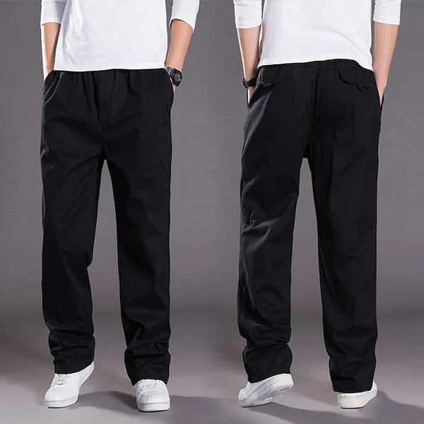 Men's Cargo Elastic Waist Straight Leg Plain Outdoor Pants