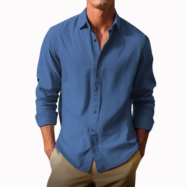 Men's Long Sleeve High Quality Cotton Solid Color Shirt