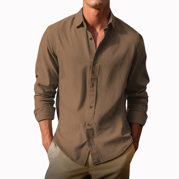 Men's Long Sleeve High Quality Cotton Solid Color Shirt