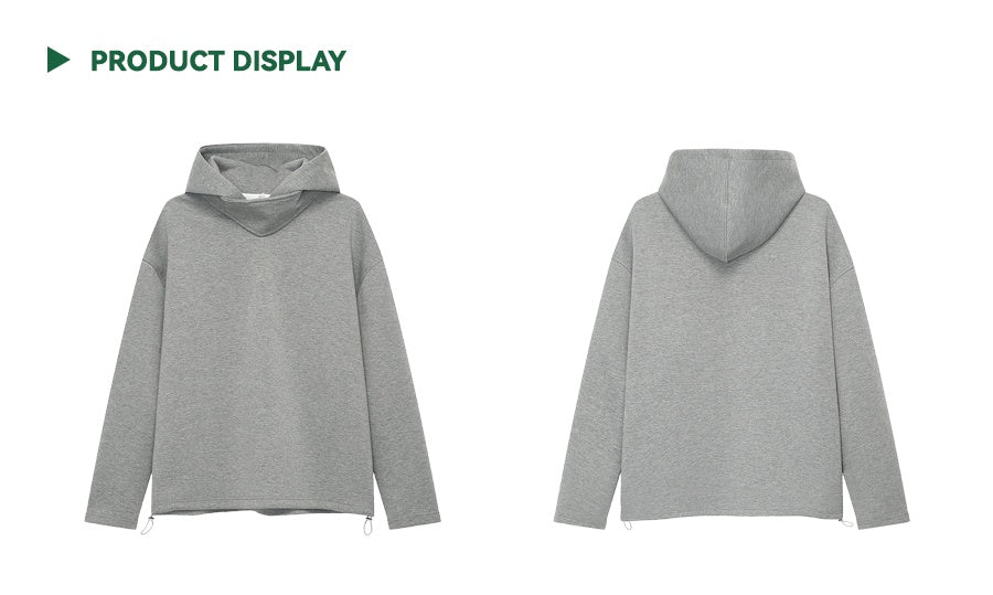 Standing Collar Premium Feeling Solid Color Pullover Hooded Sweatshirt