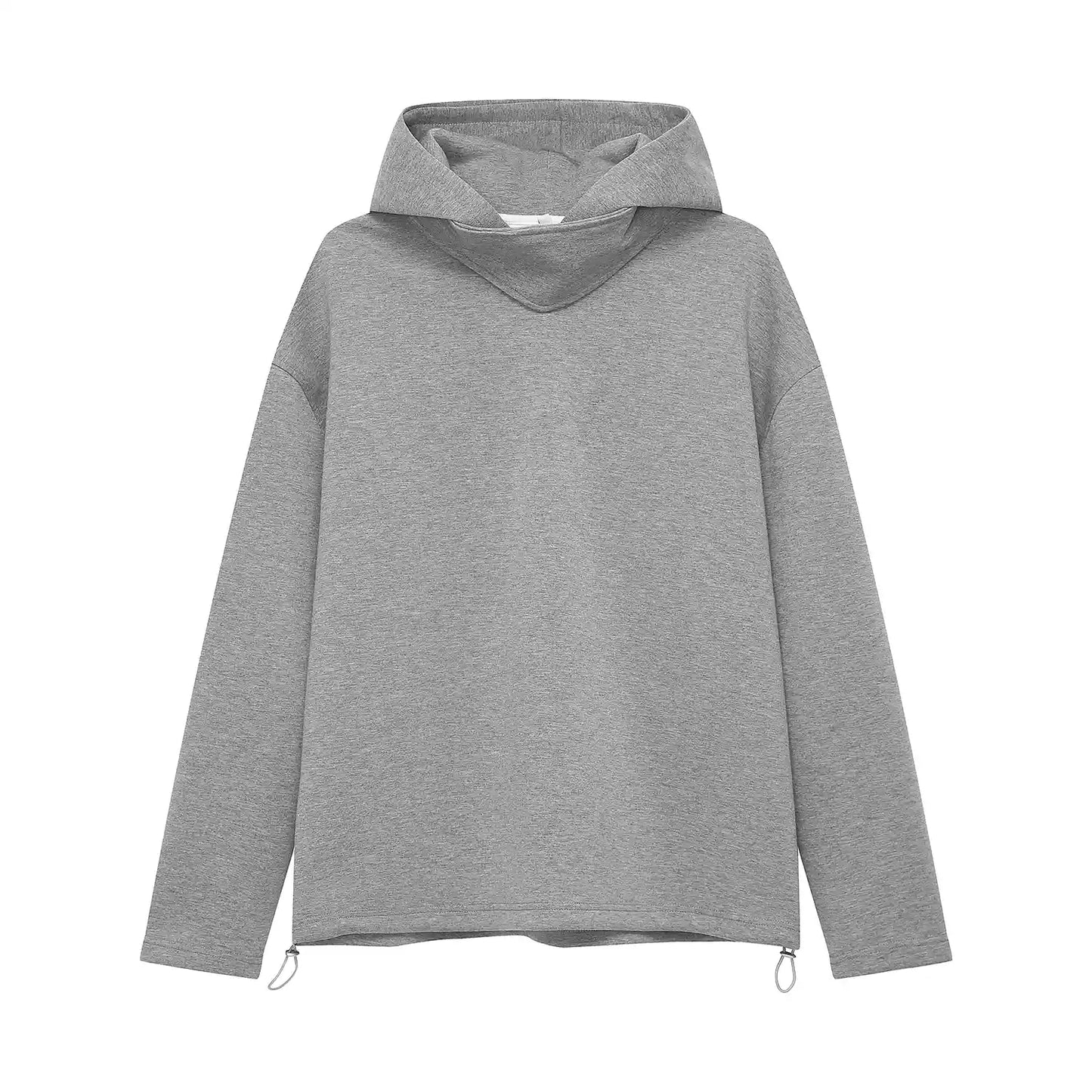 Standing Collar Premium Feeling Solid Color Pullover Hooded Sweatshirt