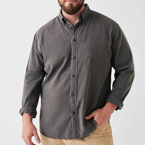 Men's Large Washed Stretch Single Breasted Shirt