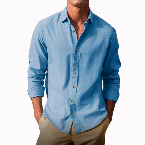 Men's Long Sleeve High Quality Cotton Solid Color Shirt