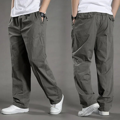 Men's Cargo Elastic Waist Straight Leg Plain Outdoor Pants